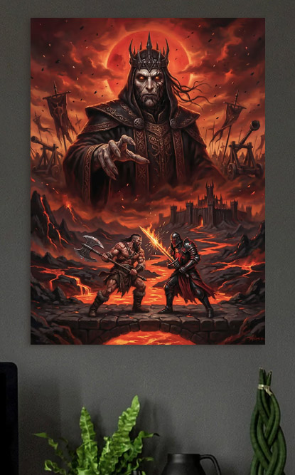 Epic Fantasy Battle Scene 2 — metal poster wall art by Lineer